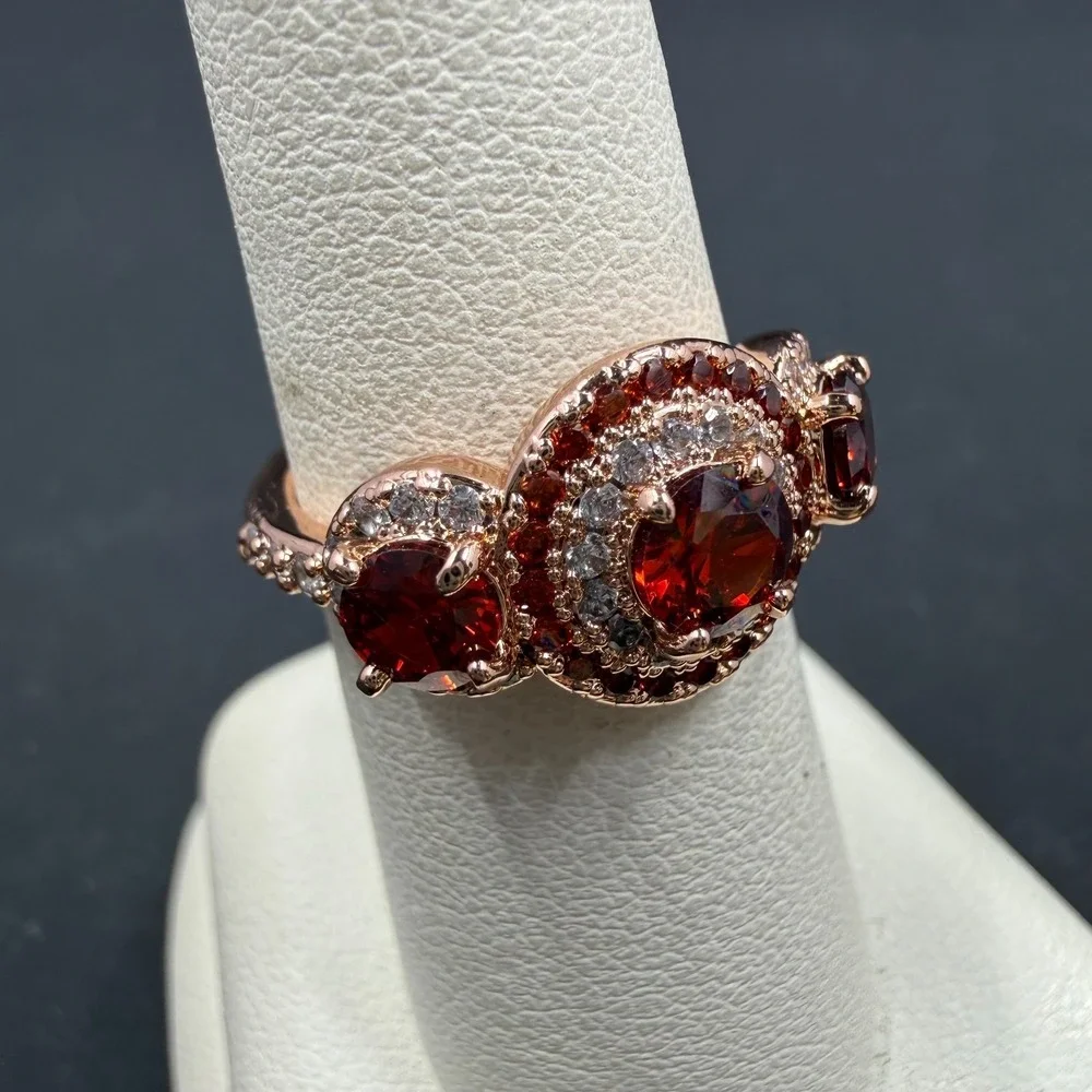 Bomb Party Completely Glamorous Size 6 Ring Garmet CZ Diamond CZ RBP6825 Rose Go